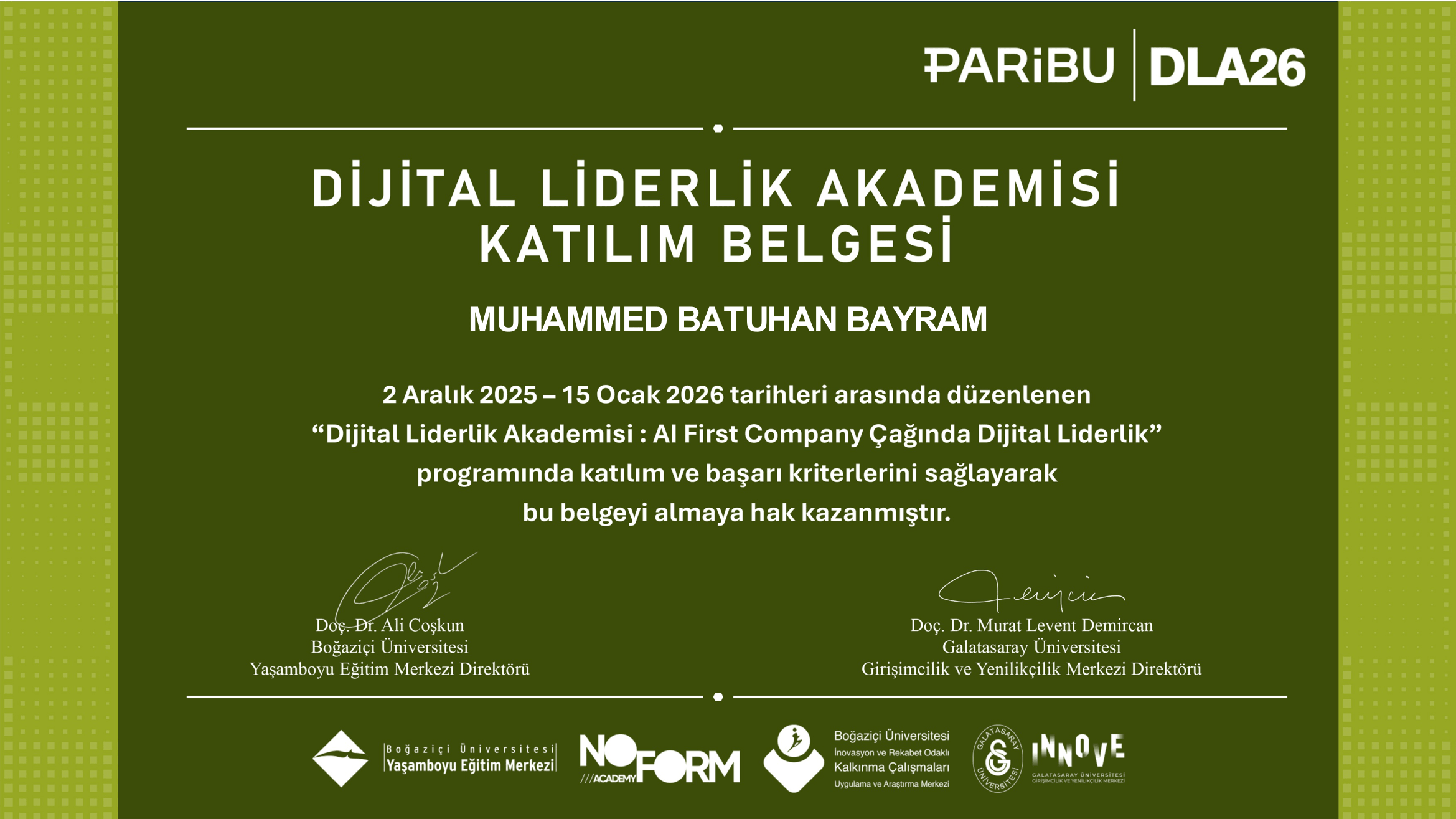 DLA 2026 — Başarı Sertifikası