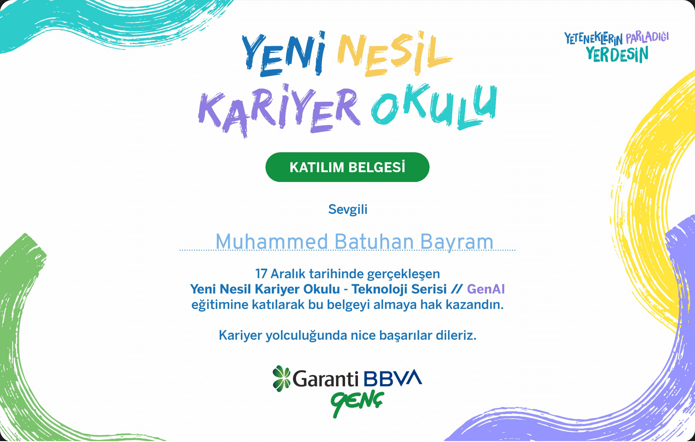 Garanti BBVA GenAI — Katılım Sertifikası